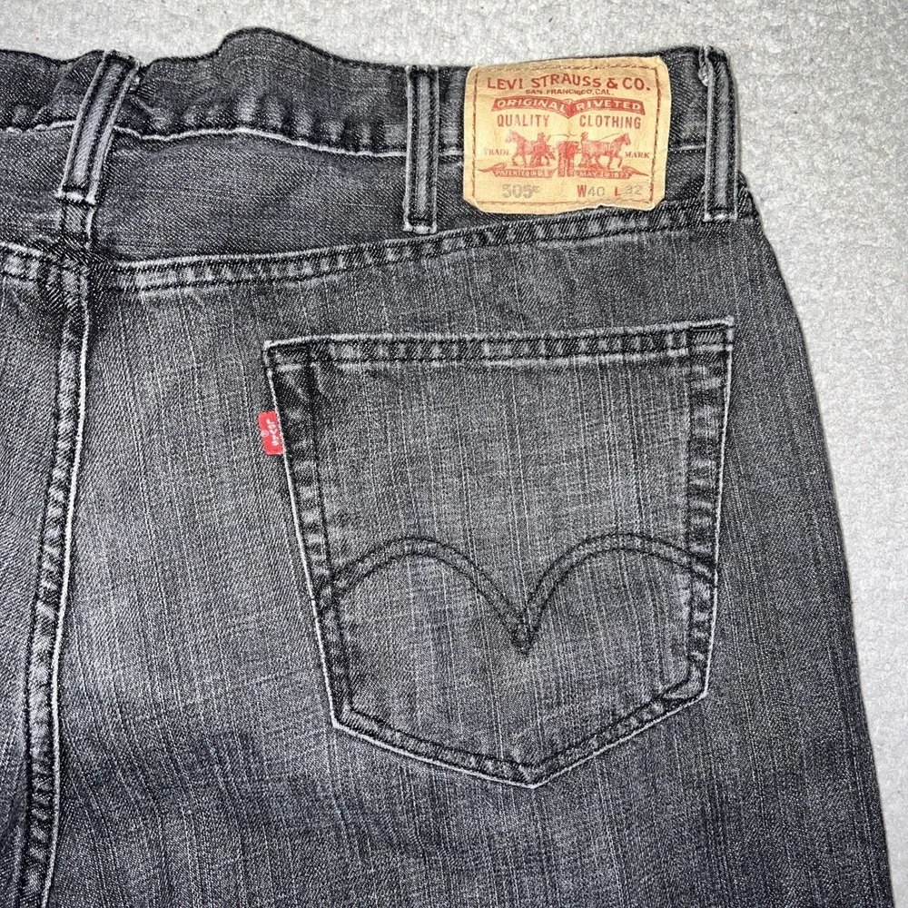 VTG Levi's 505 Batwing Jeans Men's Sz 40x32 (38x31.5) Black Faded Denim Straight